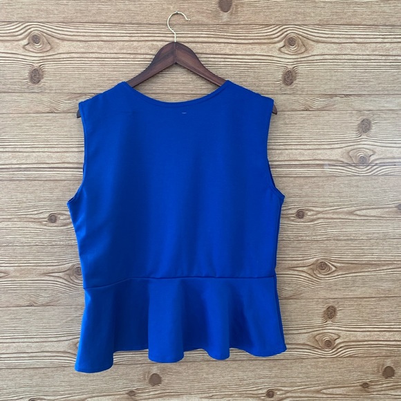 ROYAL BLUE PEPLUM TOP NEW XL FLATTERING - Picture 4 of 7